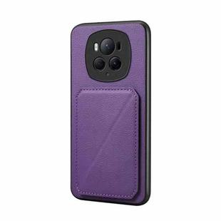 For Honor Magic6 Pro 5G D04 Calf Texture Dual Card Slot Holder Phone Case(Purple)