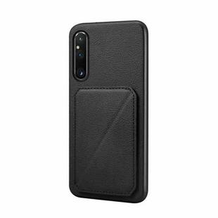 For Sony Xperia 1 V D04 Calf Texture Dual Card Slot Holder Phone Case(Black)