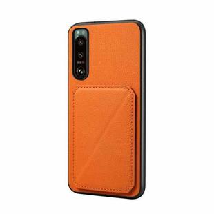 For Sony Xperia 5 III D04 Calf Texture Dual Card Slot Holder Phone Case(Orange)