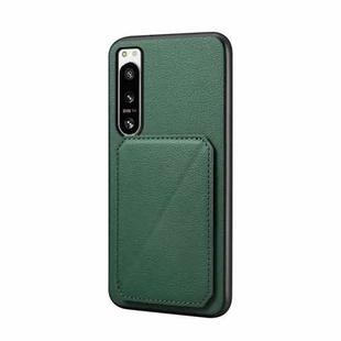 For Sony Xperia 5 IV D04 Calf Texture Dual Card Slot Holder Phone Case(Green)