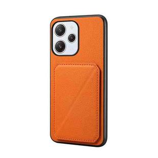 For Xiaomi Redmi 12 / Note 12R D04 Calf Texture Dual Card Slot Holder Phone Case(Orange)