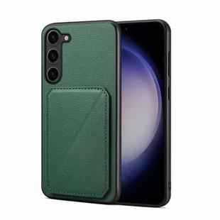 For Samsung Galaxy S24 5G D04 Calf Texture Dual Card Slot Holder Phone Case(Green)