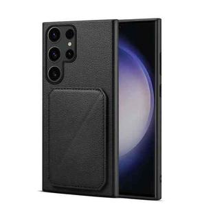 For Samsung Galaxy S24 Ultra 5G D04 Calf Texture Dual Card Slot Holder Phone Case(Black)
