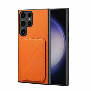 For Samsung Galaxy S24 Ultra 5G D04 Calf Texture Dual Card Slot Holder Phone Case(Orange)