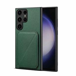 For Samsung Galaxy S24 Ultra 5G D04 Calf Texture Dual Card Slot Holder Phone Case(Green)