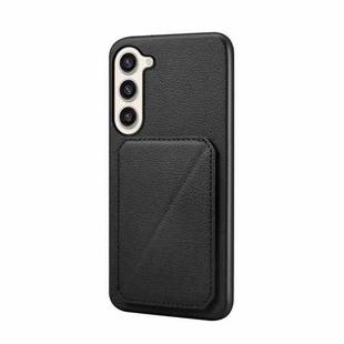 For Samsung Galaxy S23+ 5G D04 Calf Texture Dual Card Slot Holder Phone Case(Black)