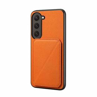 For Samsung Galaxy S23 5G D04 Calf Texture Dual Card Slot Holder Phone Case(Orange)