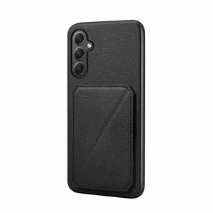 For Samsung Galaxy A35 5G D04 Calf Texture Dual Card Slot Holder Phone Case(Black)