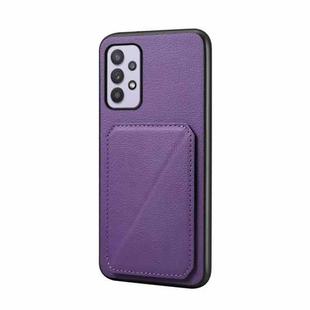 For Samsung Galaxy A32 5G D04 Calf Texture Dual Card Slot Holder Phone Case(Purple)