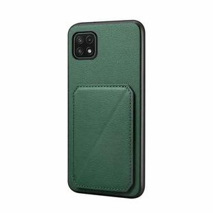 For Samsung Galaxy A22 5G D04 Calf Texture Dual Card Slot Holder Phone Case(Green)