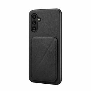 For Samsung Galaxy A13 5G D04 Calf Texture Dual Card Slot Holder Phone Case(Black)