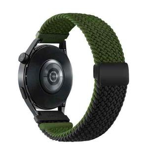 20mm Two-color Magnetic Braided Nylon Watch Band(Olive Black)