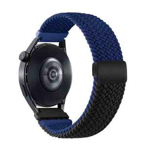 20mm Two-color Magnetic Braided Nylon Watch Band(Blue Black)