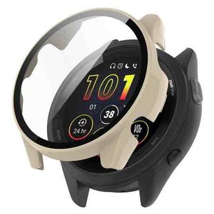 For Garmin Forerunner 165 / 165 Music PC + Tempered Film Integrated Watch Protective Case(Ivory White)