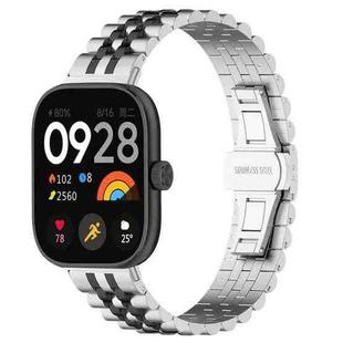 For Xiaomi Mi Band 8 Pro Five-bead Butterfly Buckle Metal Watch Band(Silver Black B)