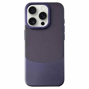For iPhone 15 Pro Max Napa Texture PC + Leather Phone Case(Dark Purple)