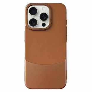 For iPhone 15 Pro Max Napa Texture PC + Leather Phone Case(Brown)
