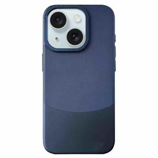 For iPhone 15 Plus Napa Texture PC + Leather Phone Case(Royal Blue)