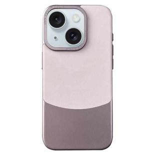 For iPhone 15 Plus Napa Texture PC + Leather Phone Case(Pink)
