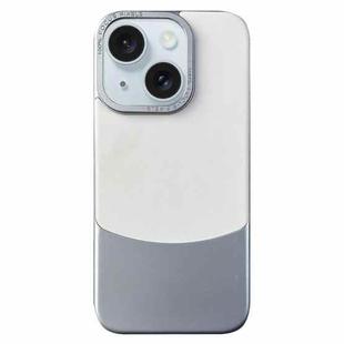 For iPhone 15 Napa Texture PC + Leather Phone Case(Silver)