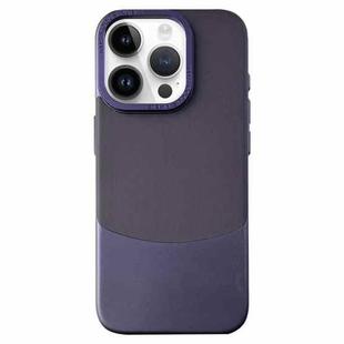 For iPhone 14 Pro Max Napa Texture PC + Leather Phone Case(Dark Purple)