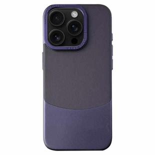 For iPhone 16 Pro Napa Texture PC + Leather Phone Case(Dark Purple)