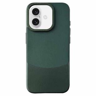 For iPhone 16 Plus Napa Texture PC + Leather Phone Case(Dark Green)