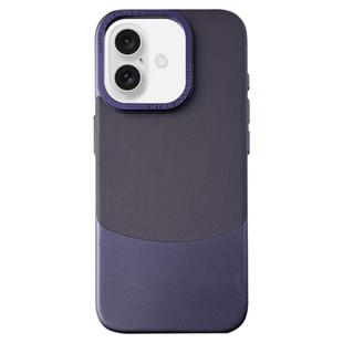 For iPhone 16 Plus Napa Texture PC + Leather Phone Case(Dark Purple)