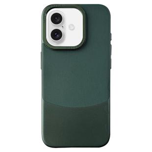 For iPhone 16 Napa Texture PC + Leather Phone Case(Dark Green)