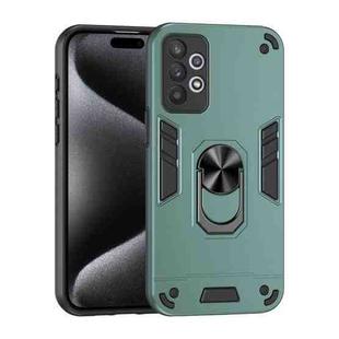 For Samsung Galaxy A32 Shockproof Metal Ring Holder Phone Case(Green)