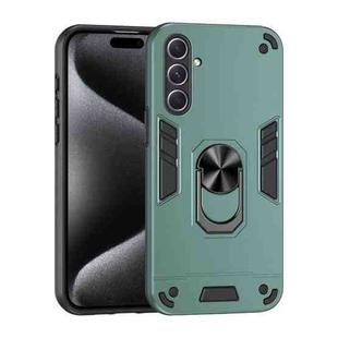 For Samsung Galaxy A55 Shockproof Metal Ring Holder Phone Case(Green)
