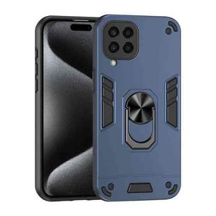 For Samsung Galaxy M33 5G Shockproof Metal Ring Holder Phone Case(Blue)
