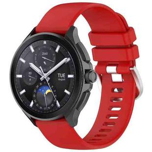 For Xiaomi Watch 2 Liquid Glossy Silver Buckle Silicone Watch Band(Red)