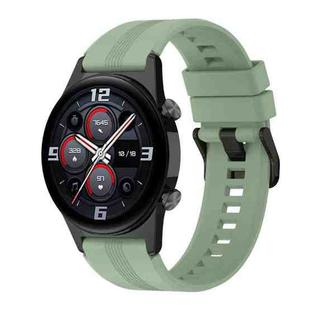 For Honor Watch GS 4 Striped Stainless Steel Buckle Silicone Watch Band(Green)