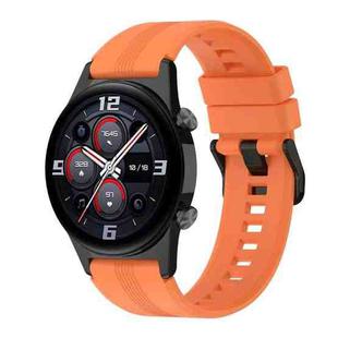 For Honor Watch GS 4 Striped Stainless Steel Buckle Silicone Watch Band(Orange)