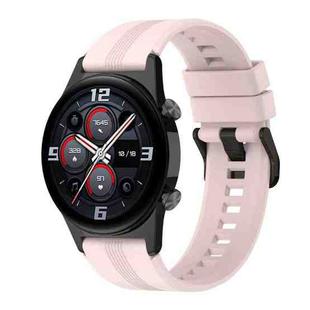 For Honor Watch GS 4 Striped Stainless Steel Buckle Silicone Watch Band(Light Pink)