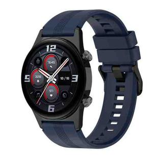 For Honor Watch GS 4 Striped Stainless Steel Buckle Silicone Watch Band(Midnight Blue)