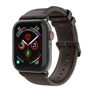 For Apple Watch SE 40mm DUX DUCIS Business Genuine Leather Watch Strap(Coffee)