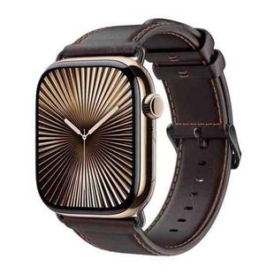 For Apple Watch Series 10 42mm DUX DUCIS Business Genuine Leather Watch Strap(Coffee)