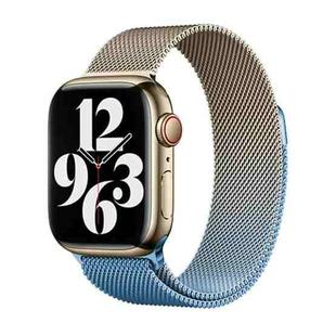 For Apple Watch SE 2023 44mm Milan Gradient Loop Magnetic Buckle Watch Band(Gold Blue)