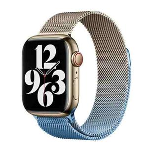 For Apple Watch Series 8 45mm Milan Gradient Loop Magnetic Buckle Watch Band(Gold Blue)