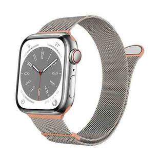 For Apple Watch Series 9 45mm Two Color Milanese Loop Magnetic Watch Band(Starlight Orange)