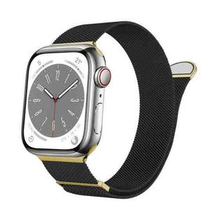 For Apple Watch Series 9 41mm Two Color Milanese Loop Magnetic Watch Band(Black Gold)