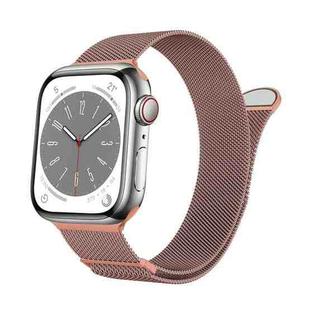 For Apple Watch Series 8 45mm Two Color Milanese Loop Magnetic Watch Band(Pink Orange)