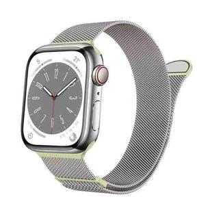 For Apple Watch Series 7 41mm Two Color Milanese Loop Magnetic Watch Band(Starlight Green)