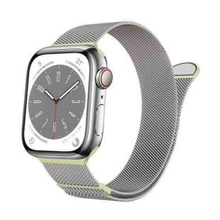 For Apple Watch Series 6 40mm Two Color Milanese Loop Magnetic Watch Band(Starlight Green)