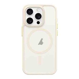 For iPhone 15 Pro Metal Button Skin Feel Matte MagSafe Shockproof Phone Case(White)