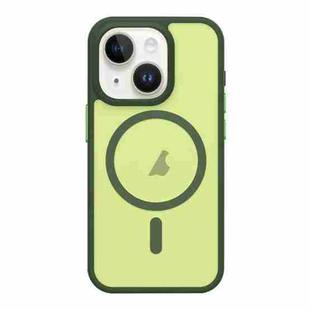 For iPhone 15 Plus Metal Button Skin Feel Matte MagSafe Shockproof Phone Case(Green)
