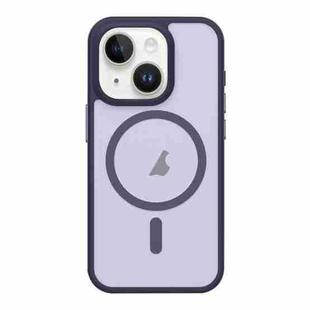 For iPhone 14 Plus Metal Button Skin Feel Matte MagSafe Shockproof Phone Case(Purple)
