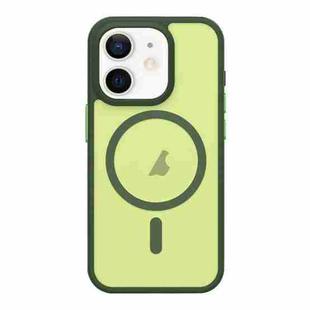 For iPhone 12 Metal Button Skin Feel Matte MagSafe Shockproof Phone Case(Green)